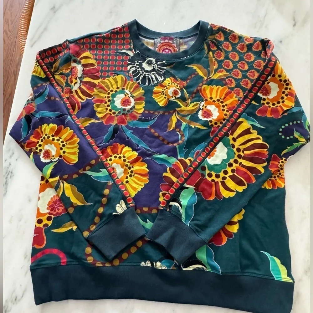 Johnny Was-NWT Multicolor Janie Favorite Relaxed Printed Longsleeve Sweatshirt - Picture 6 of 8